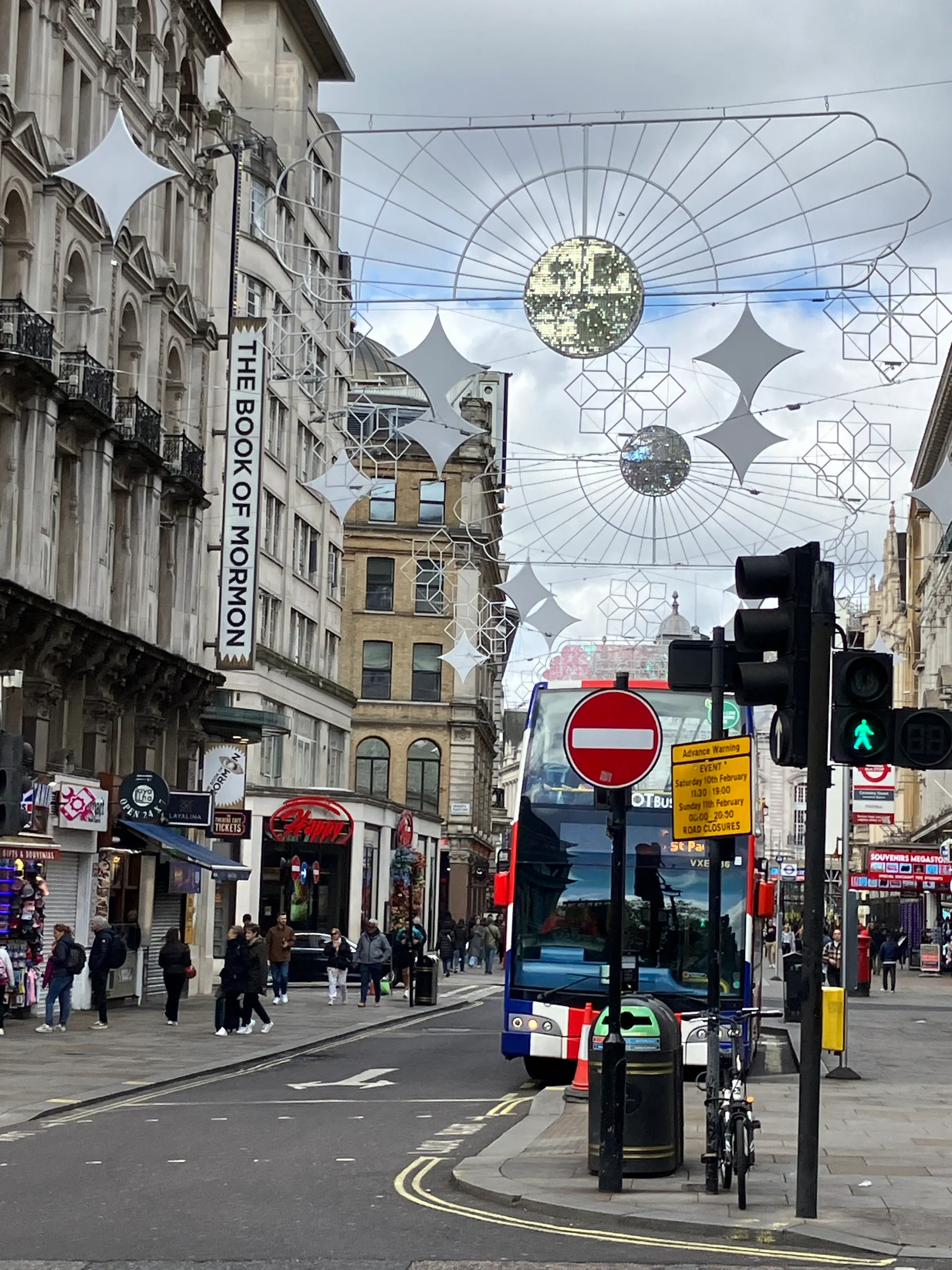I believe this is looking down a street towards Piccadilly Square that is all lit up for the EID celebration that was going on in London and in this area. EID celebrates the end of the long Muslim fast that has gone on for a month or so.