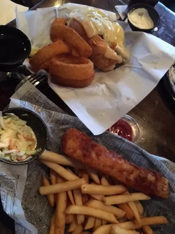 Pub food. We also watched the Warriors lose at home for the first time since last year. The place was going crazy over that. My root beer did not have the same impact as their beers! 😄