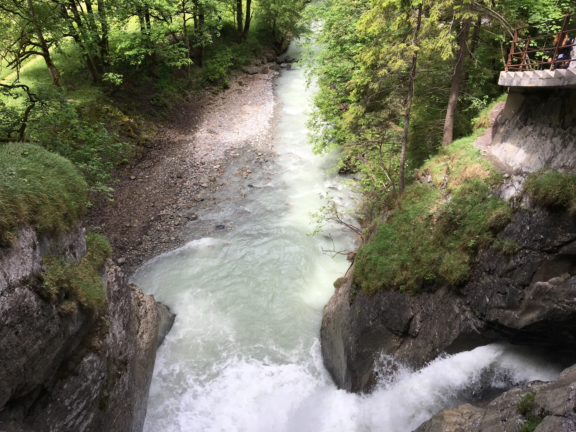 The flow of glacier water that has hurdled down through the mountains. So impressive.