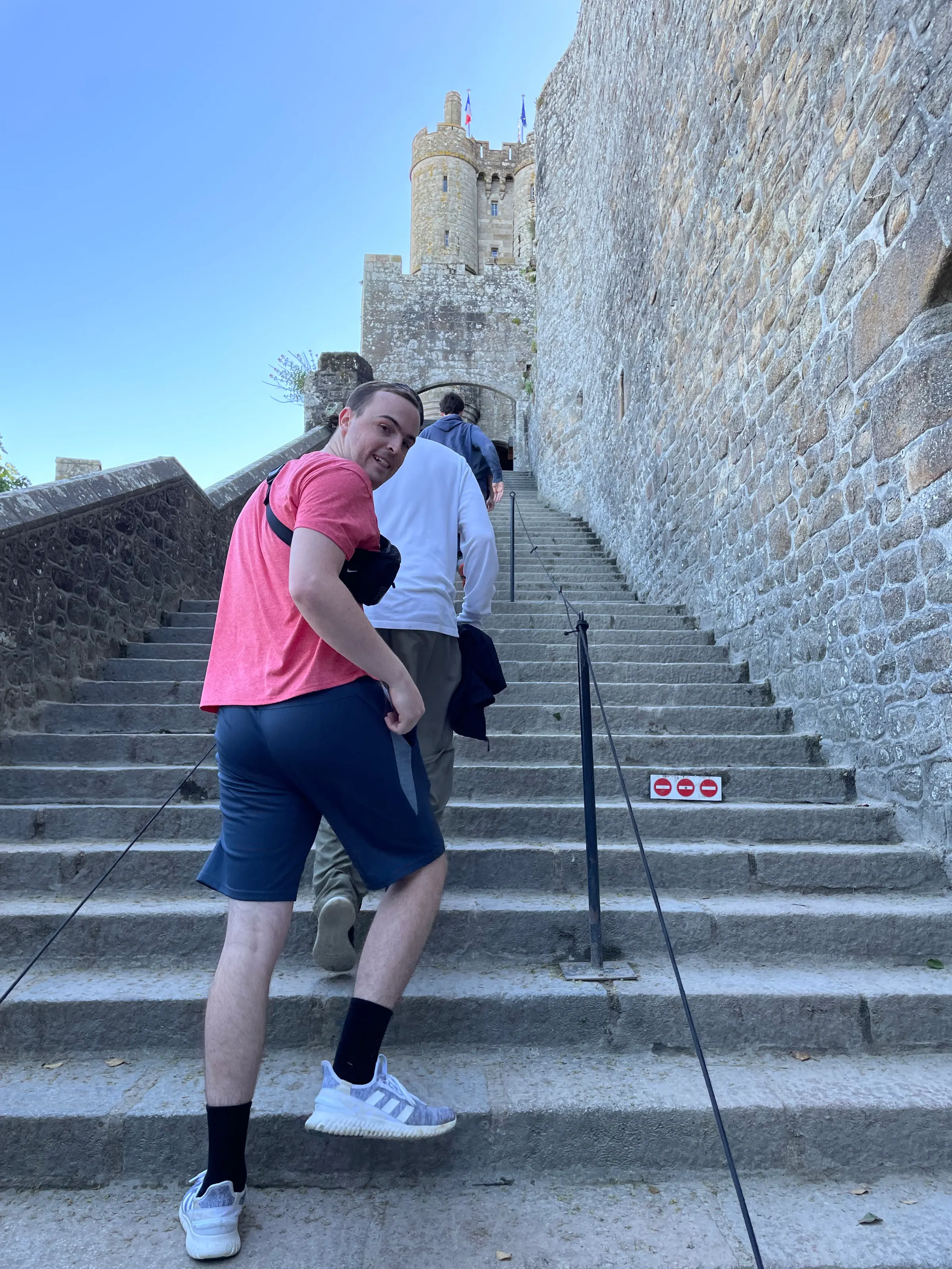 Climbing stairs at LMSM.