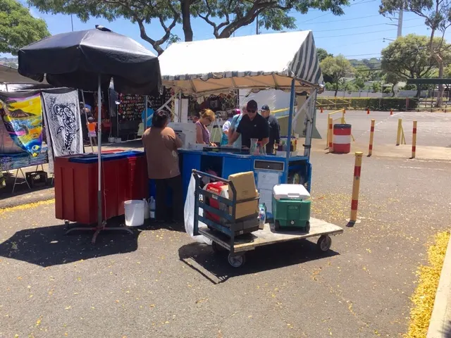 Me,after having waited an eternity, to get a snow cone. Notice the photographer is away standing in the shade....